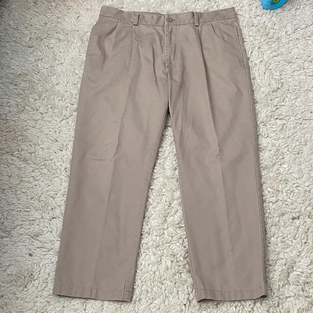 Men's Tan khaki dress pants size 34 waist 29 length by Van Heusen